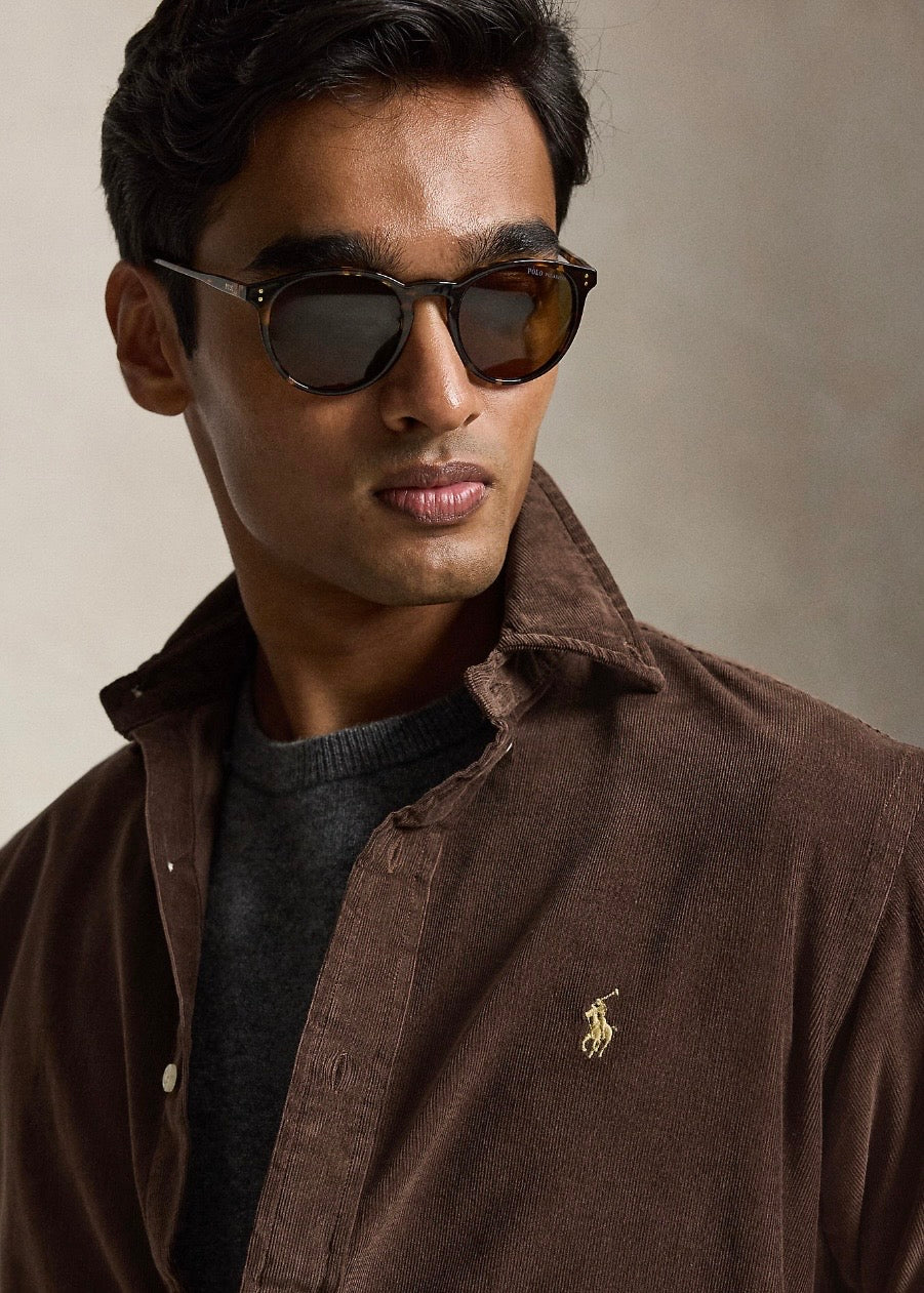 Custom Fit Corduroy Shirt Nutmeg Brown