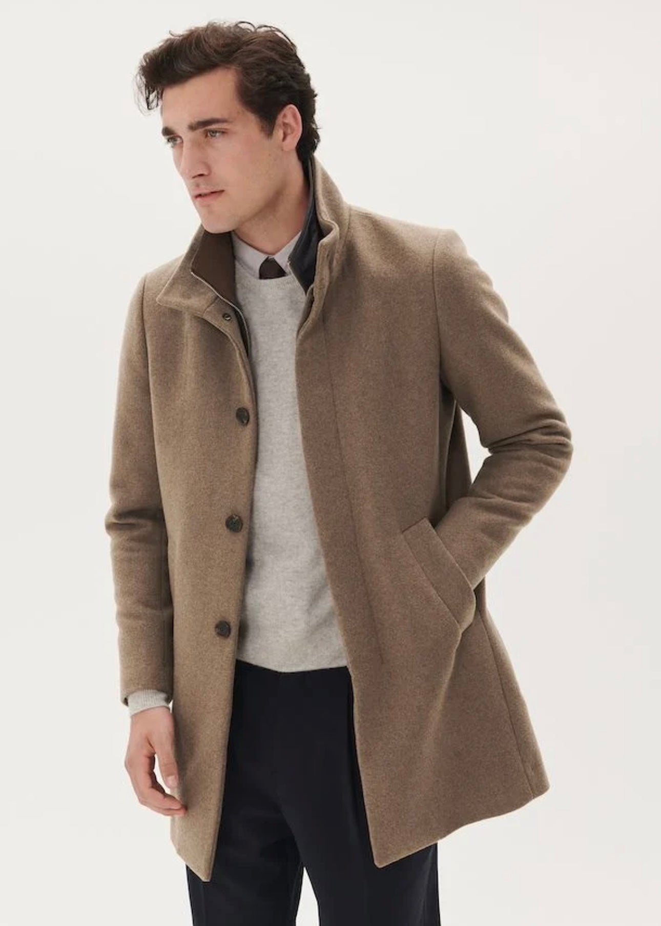 Matinique Harvey Wool coat - Walnut