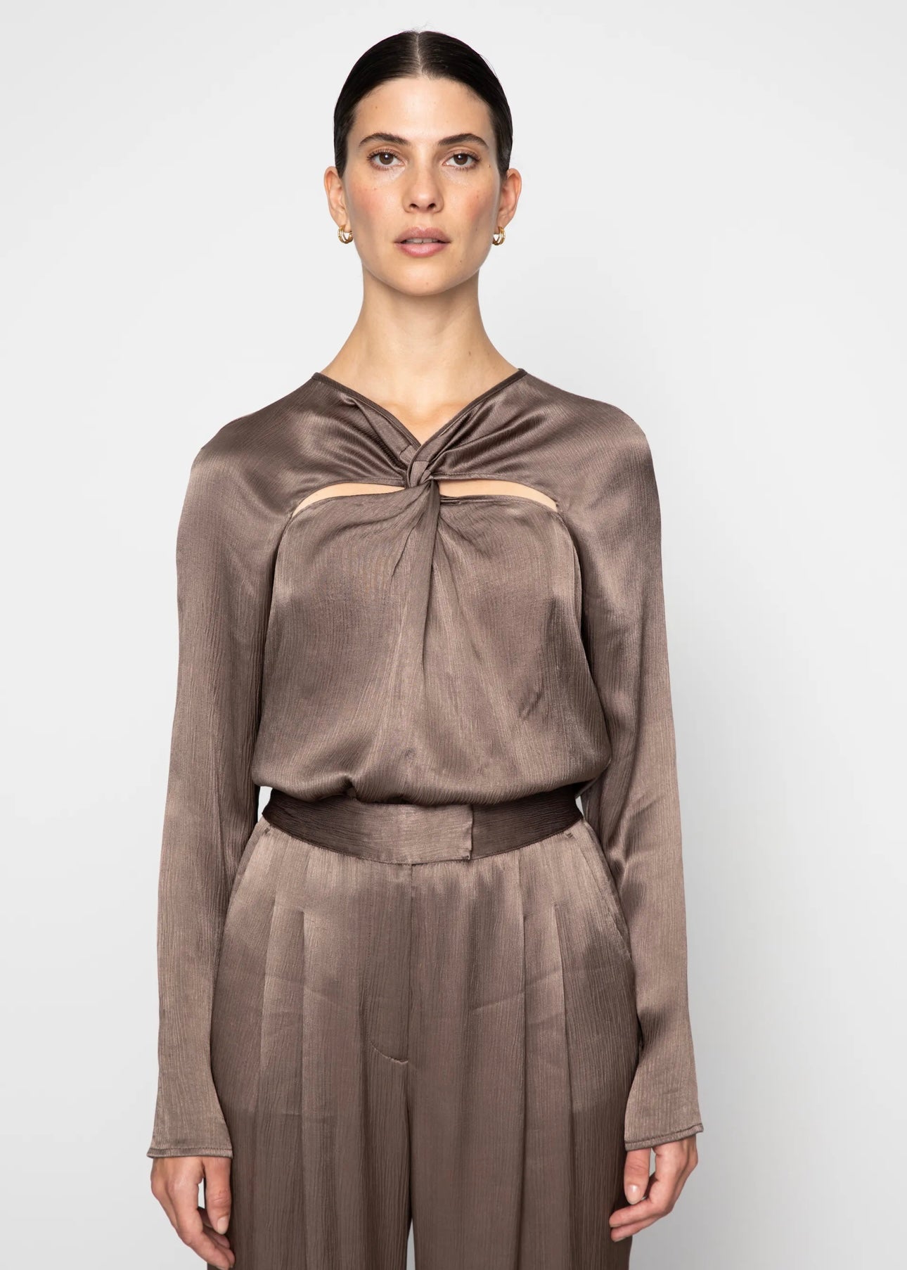 Camilla Pihl Rana blouse - Dark Taupe