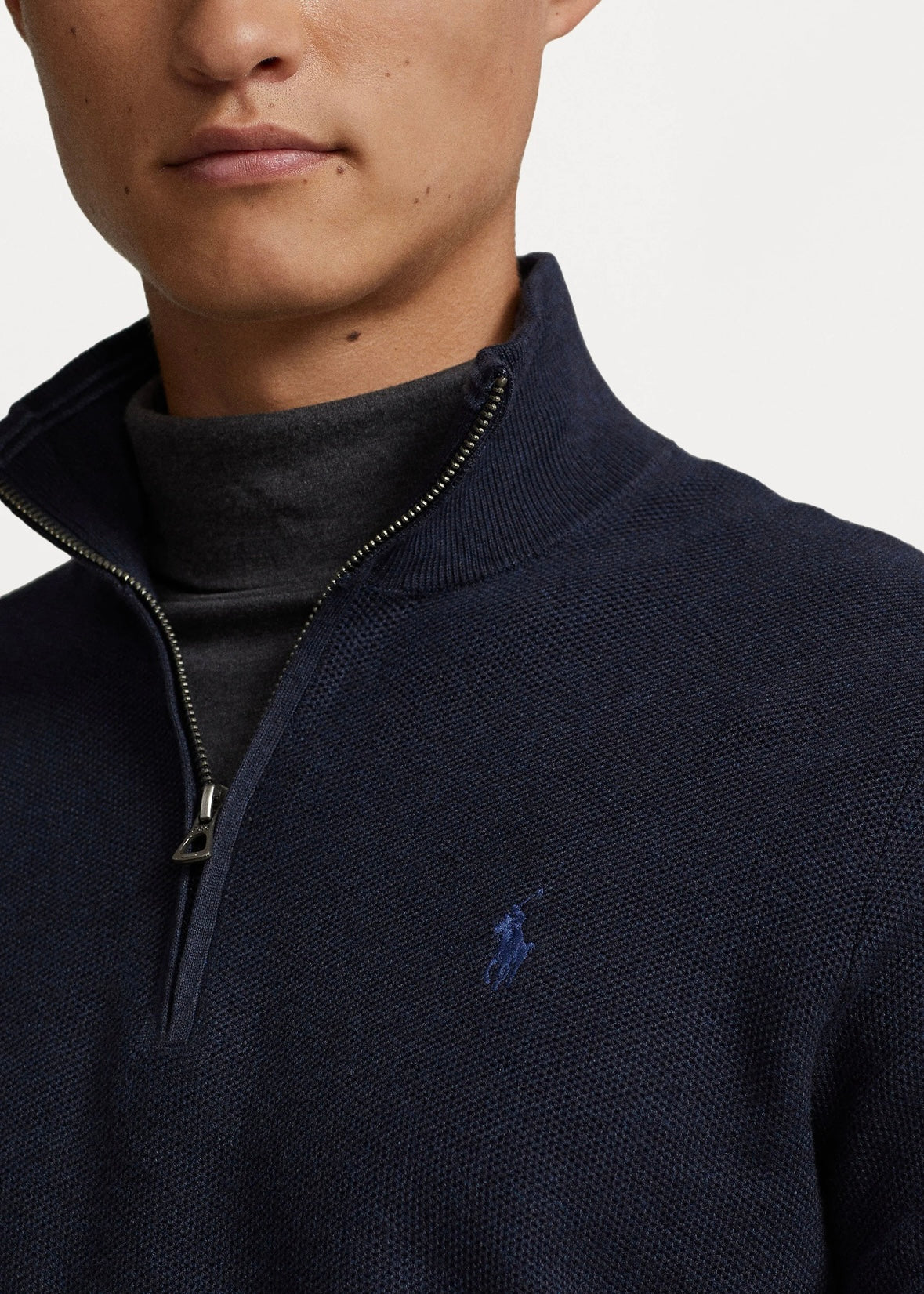 Mesh Knit Quarter Zip Hunter Navy