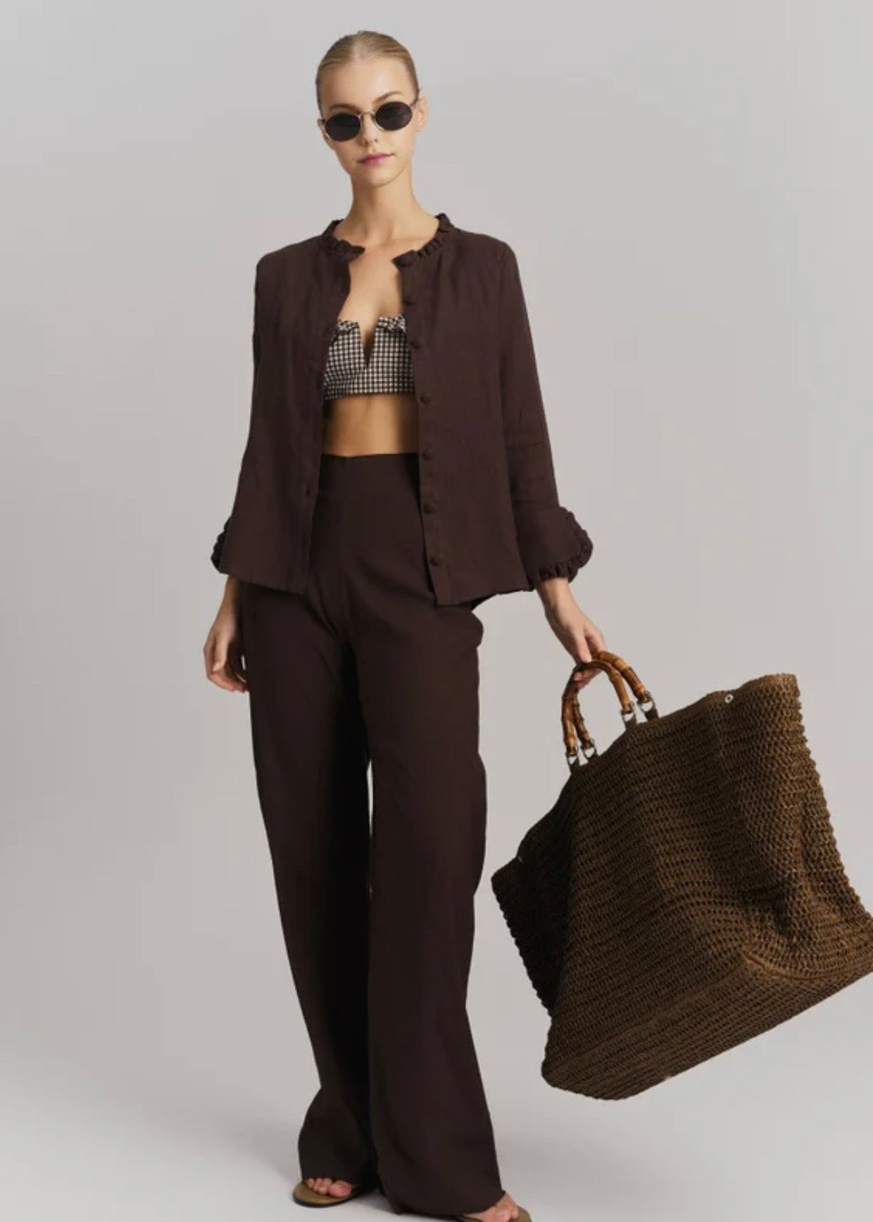 Kristine Straw Bag Brown