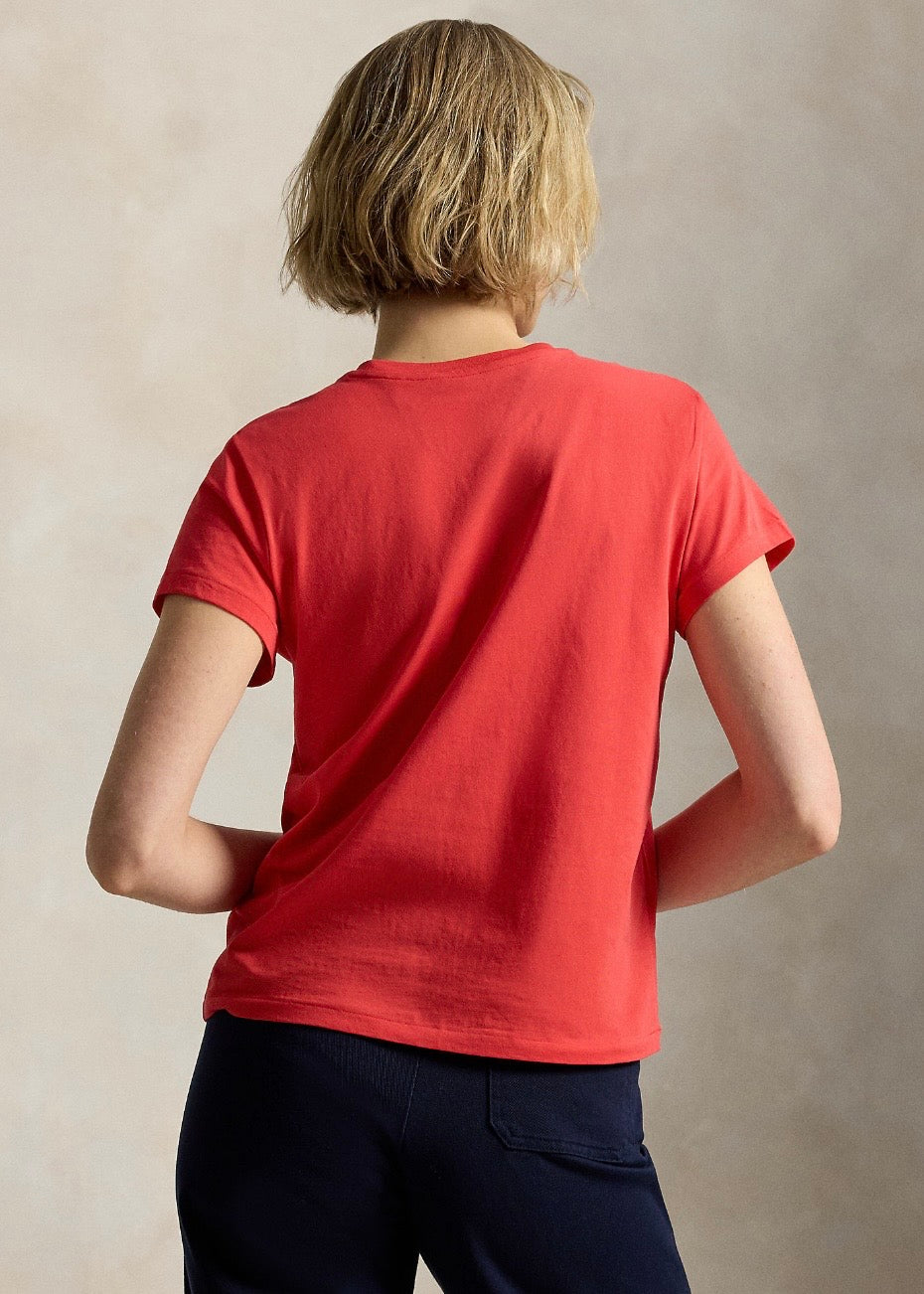 Cotton Jersey Tee Bright Hibiscus