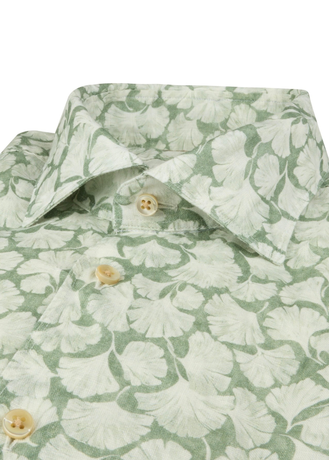 Regular Patterned Linen Shirt Light Green