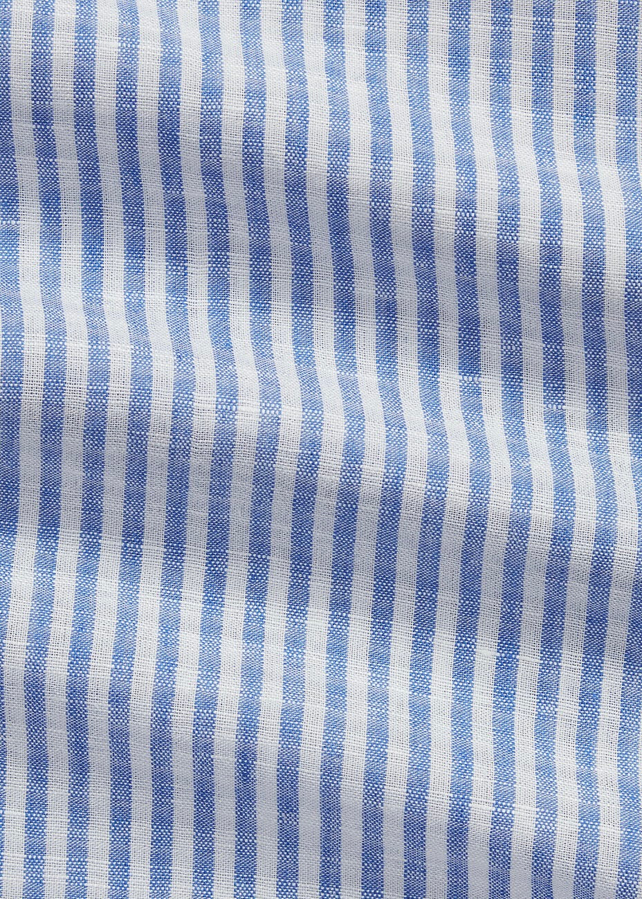 Custom Fit Striped Seersucker Shirt Blue