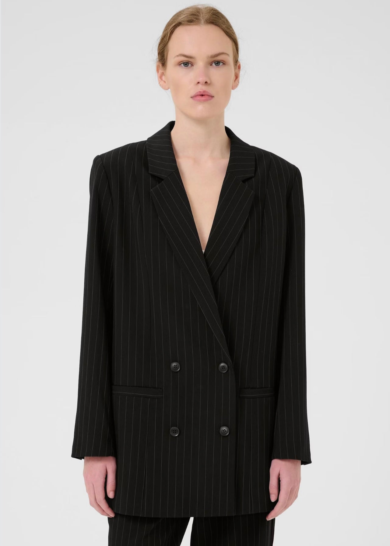 Joelle Pinstripe blazer Black
