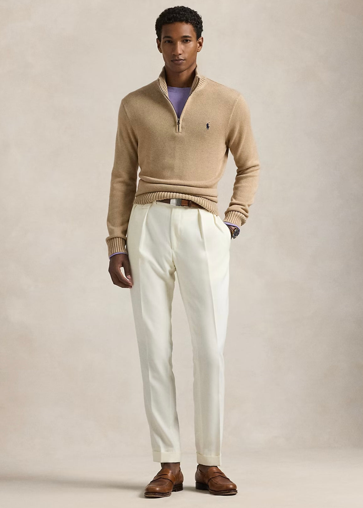 Polo Ralph Lauren Cotton zip - Camel Melange