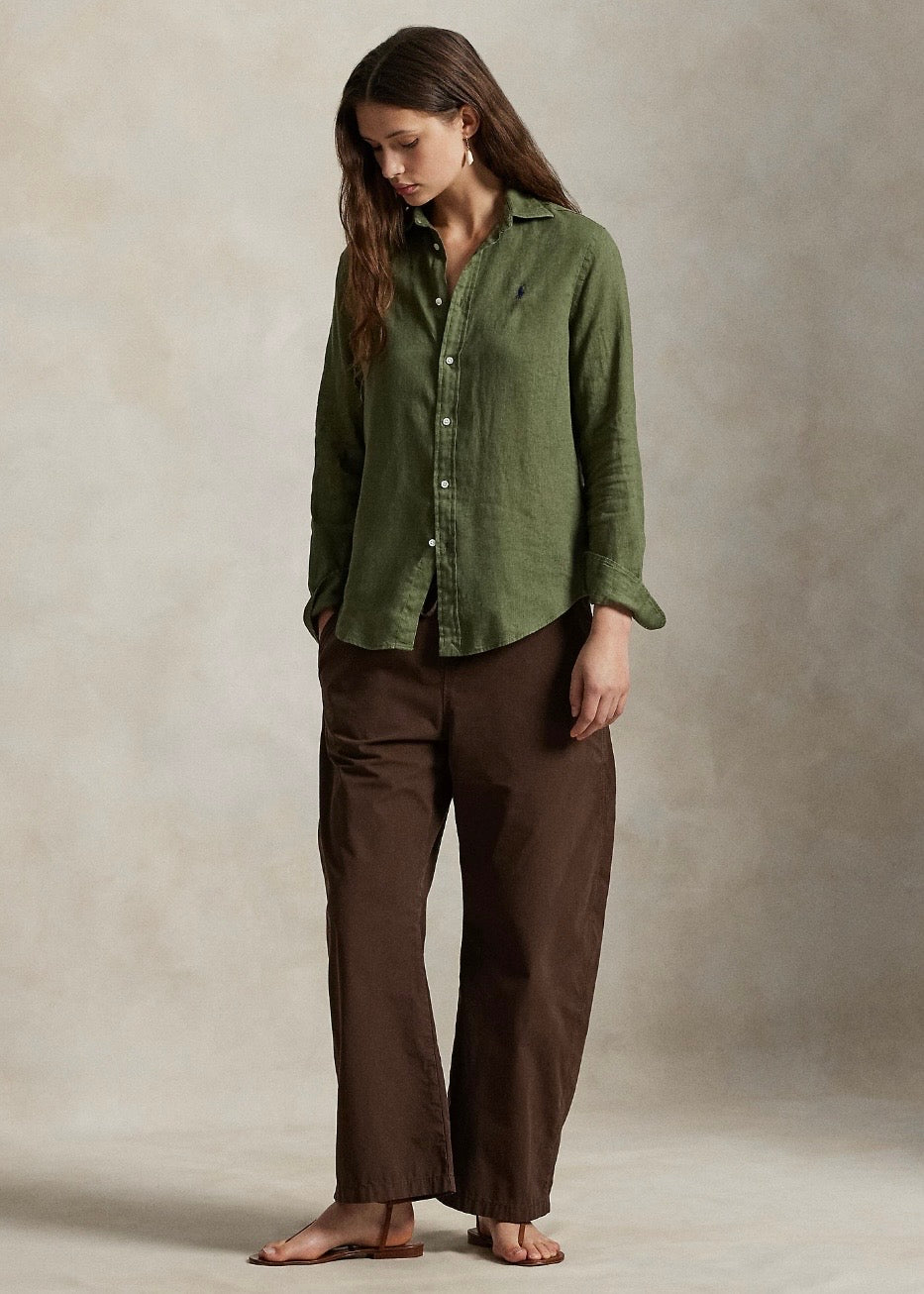 Classic Fit Linen Shirt Supply Olive