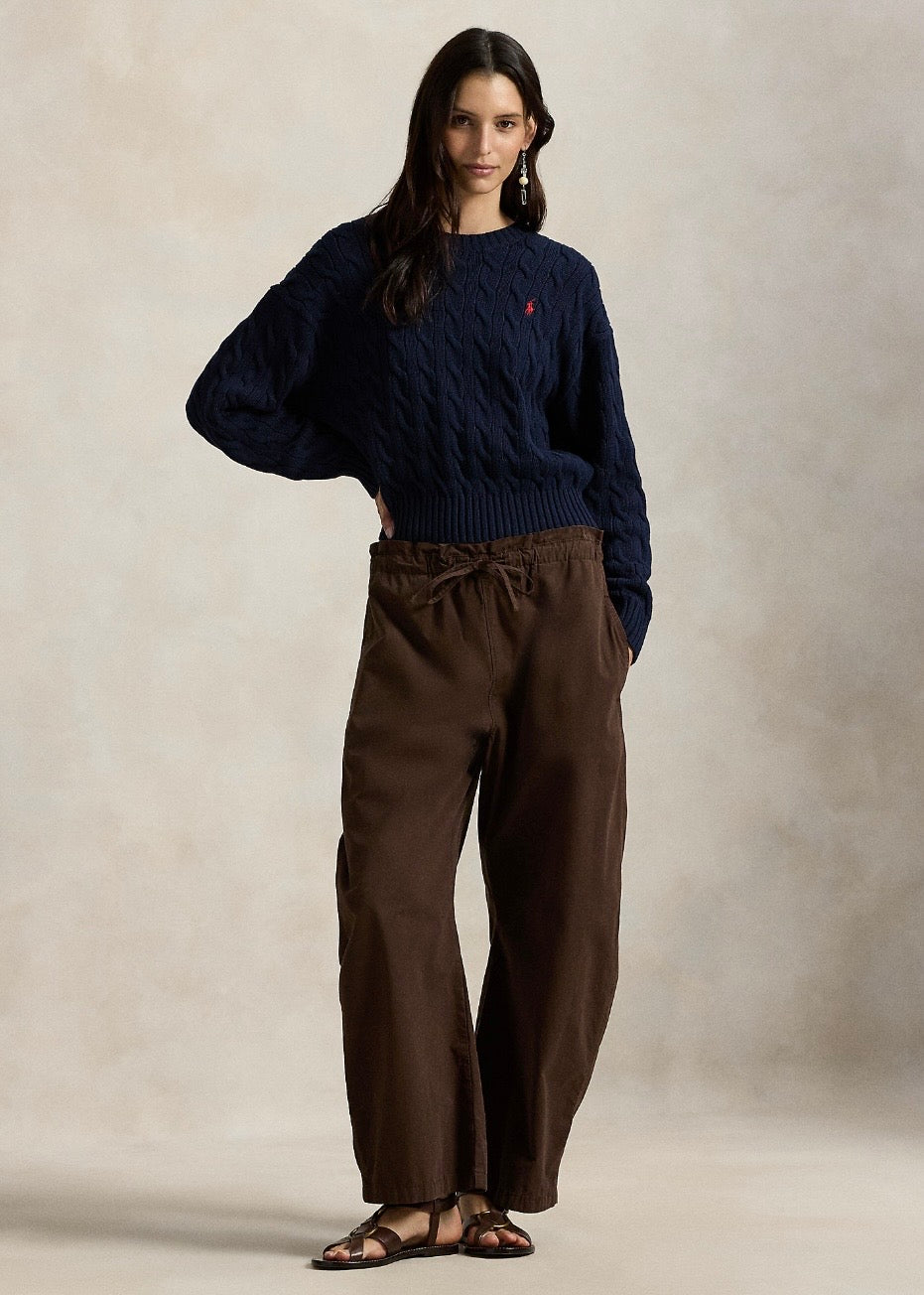 Cable Knit Cotton Crew Hunter Navy