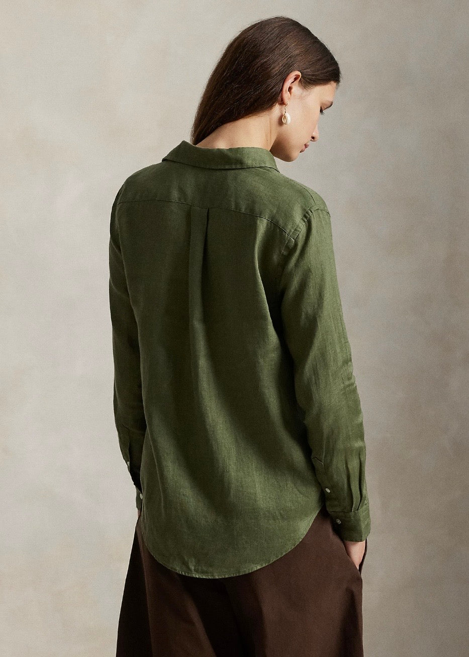 Classic Fit Linen Shirt Supply Olive