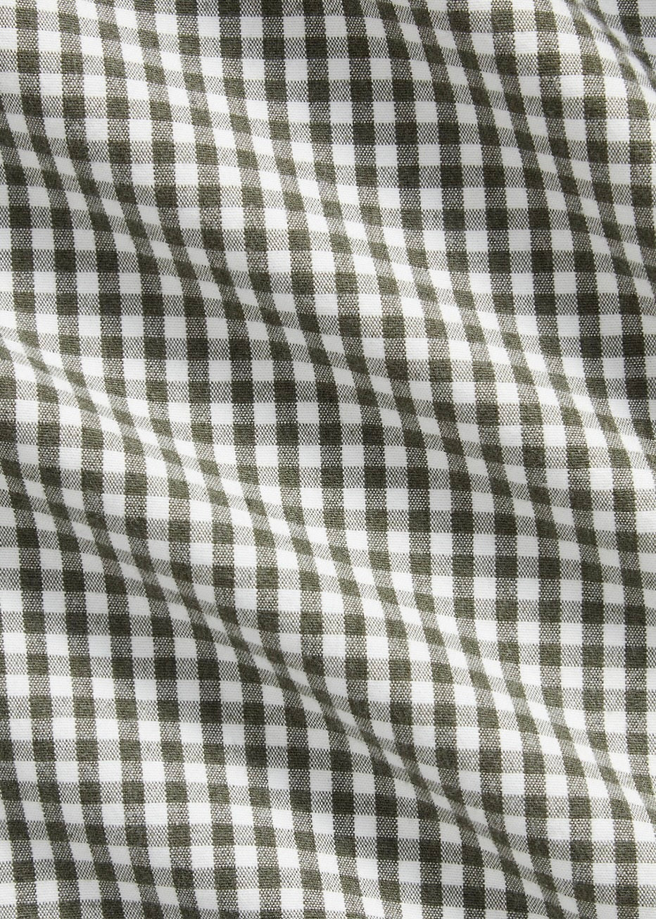 Custom Fit Gingham Oxford Shirt White Olive