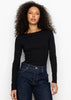 Petronella Rib Boatneck Black