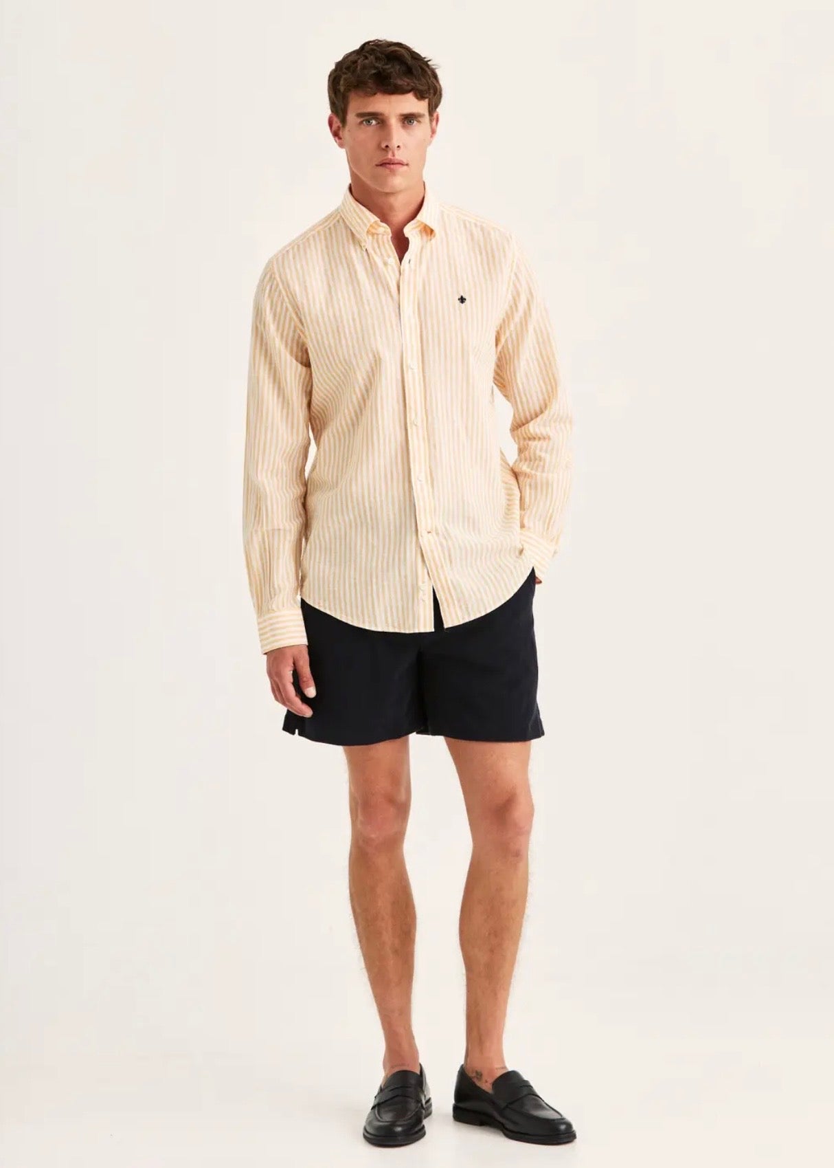 Douglas Linen Stripe Shirt Orange