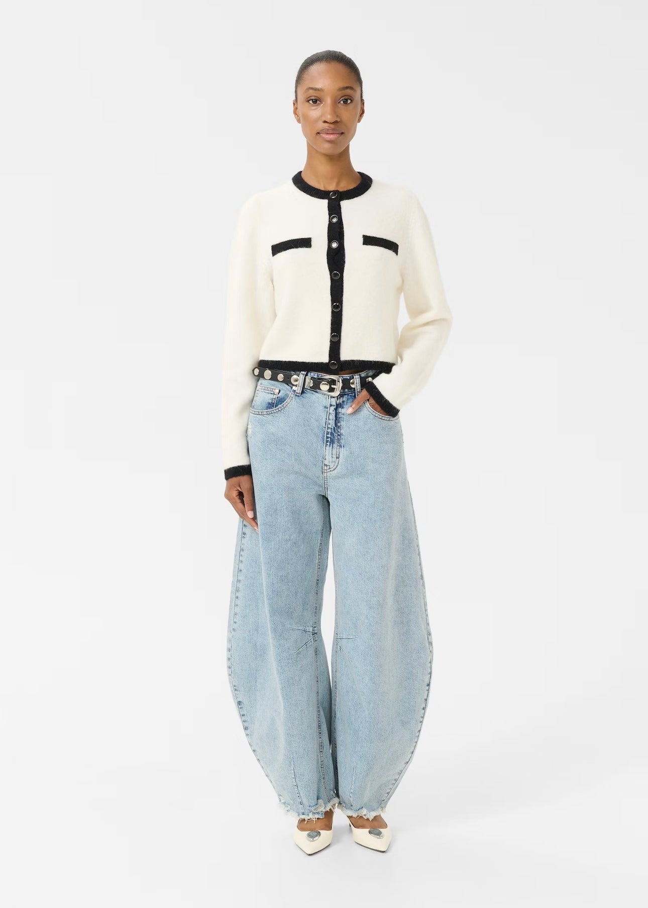 Gestuz Alpha Contrast cardigan - Ivory/Black