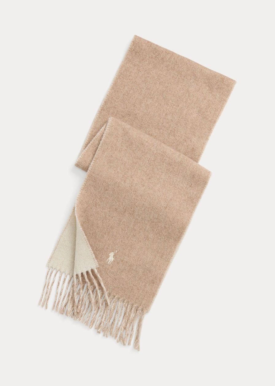 Reversible Wool scarf Taupe/Winter Cream