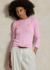 Cable Knit Cotton Crew Carmel Pink