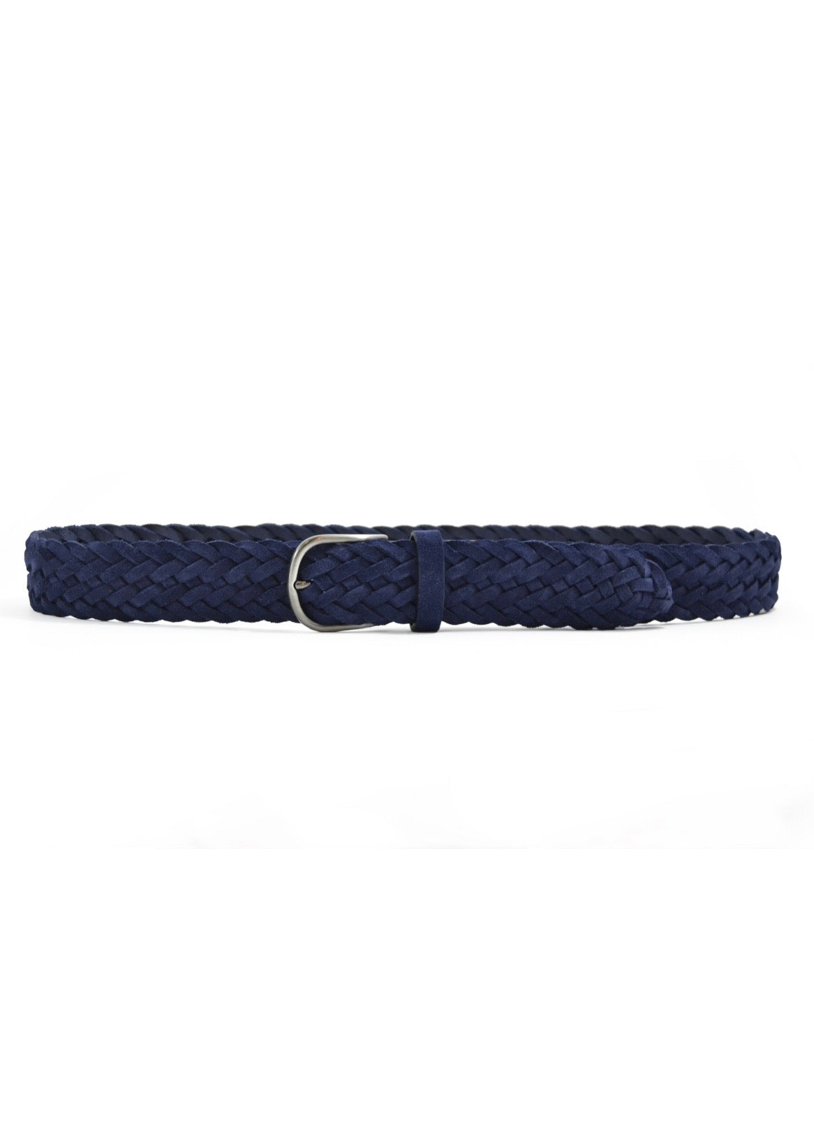 Braided Leather Belt Navy