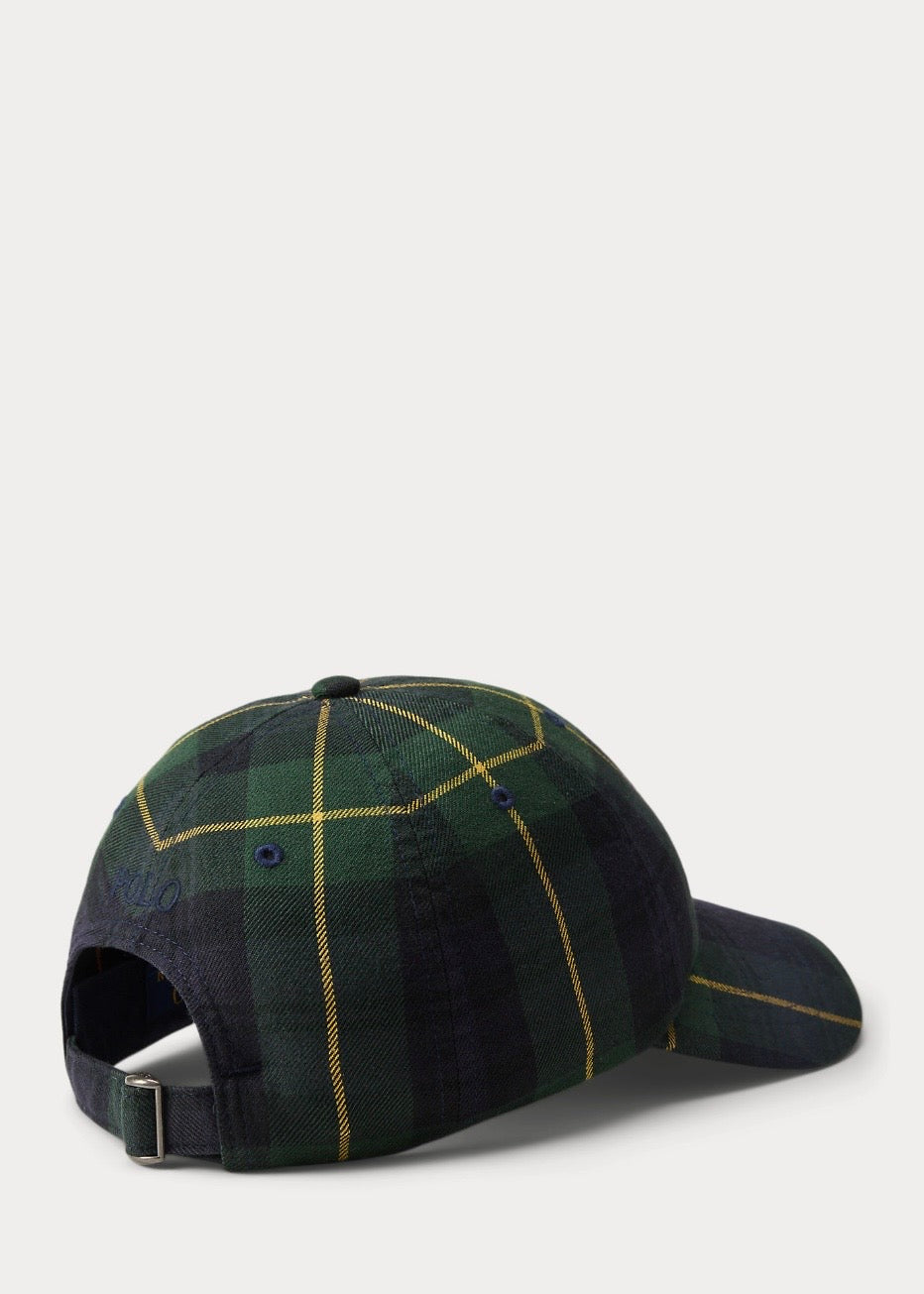 Plaid Twill Ball Cap Green Navy Multi