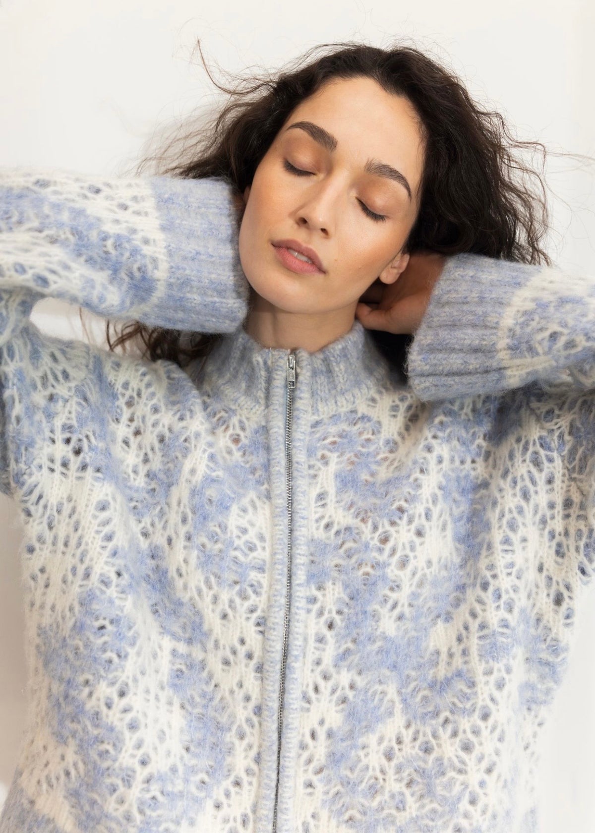 Briana Zip Knit Light Blue