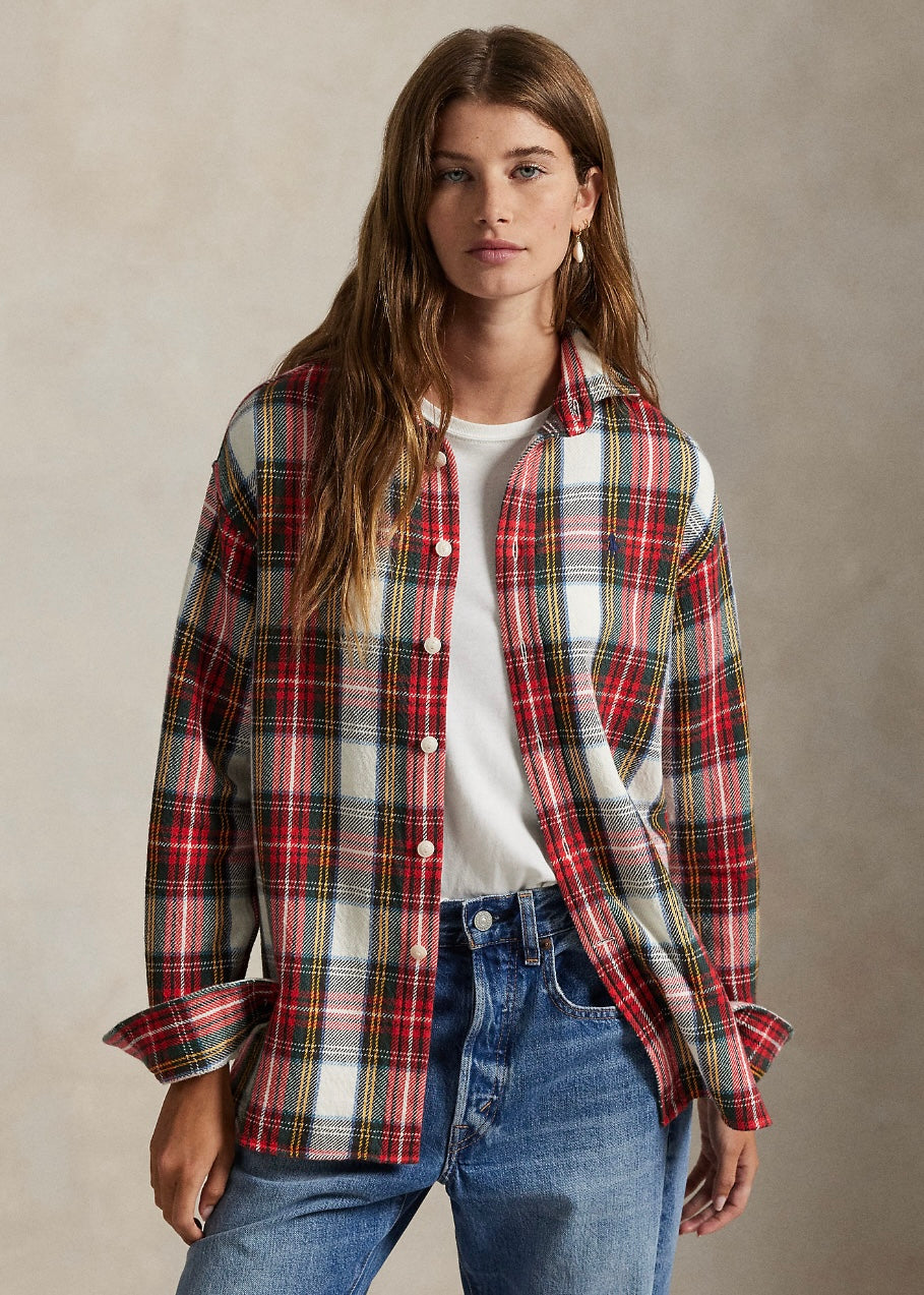 Relaxed Fit Plaid Twill shirt Red