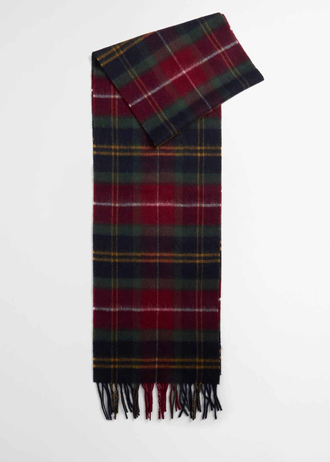 Wool Cashmere Tartan Scarf Red