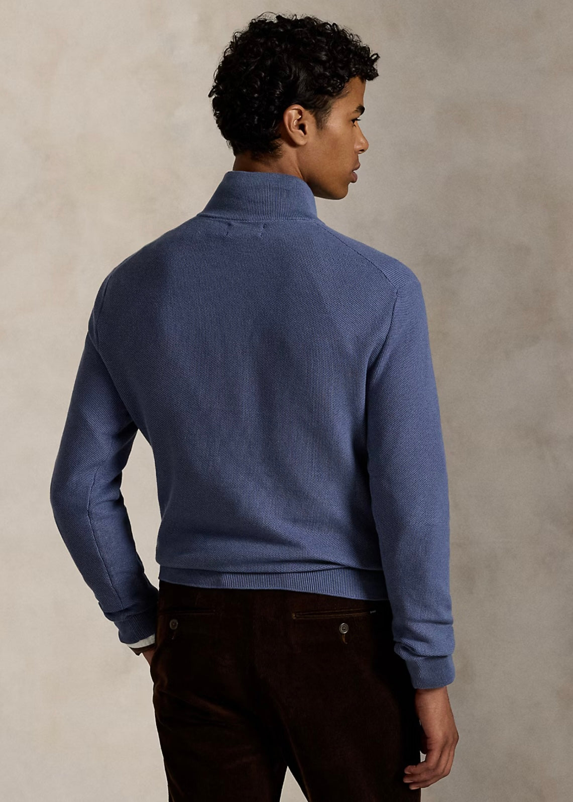 Mesh Knit Quarter Zip Capri Blue