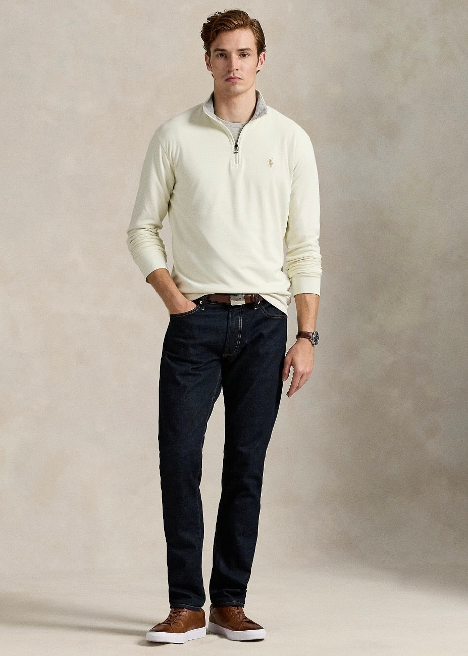 Jersey Quarter Zip Parchment Cream