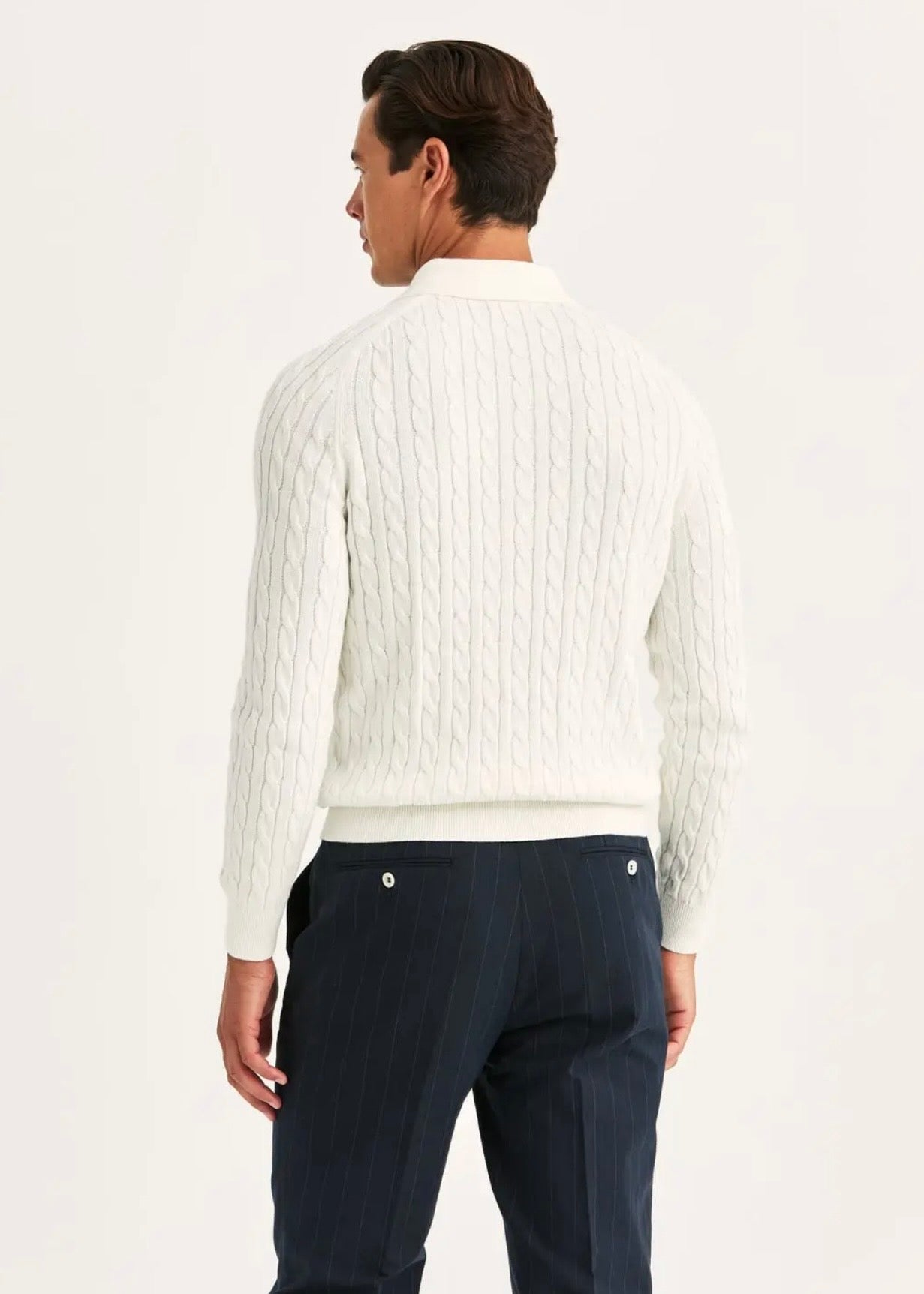 Lancaster Cable Polo Offwhite