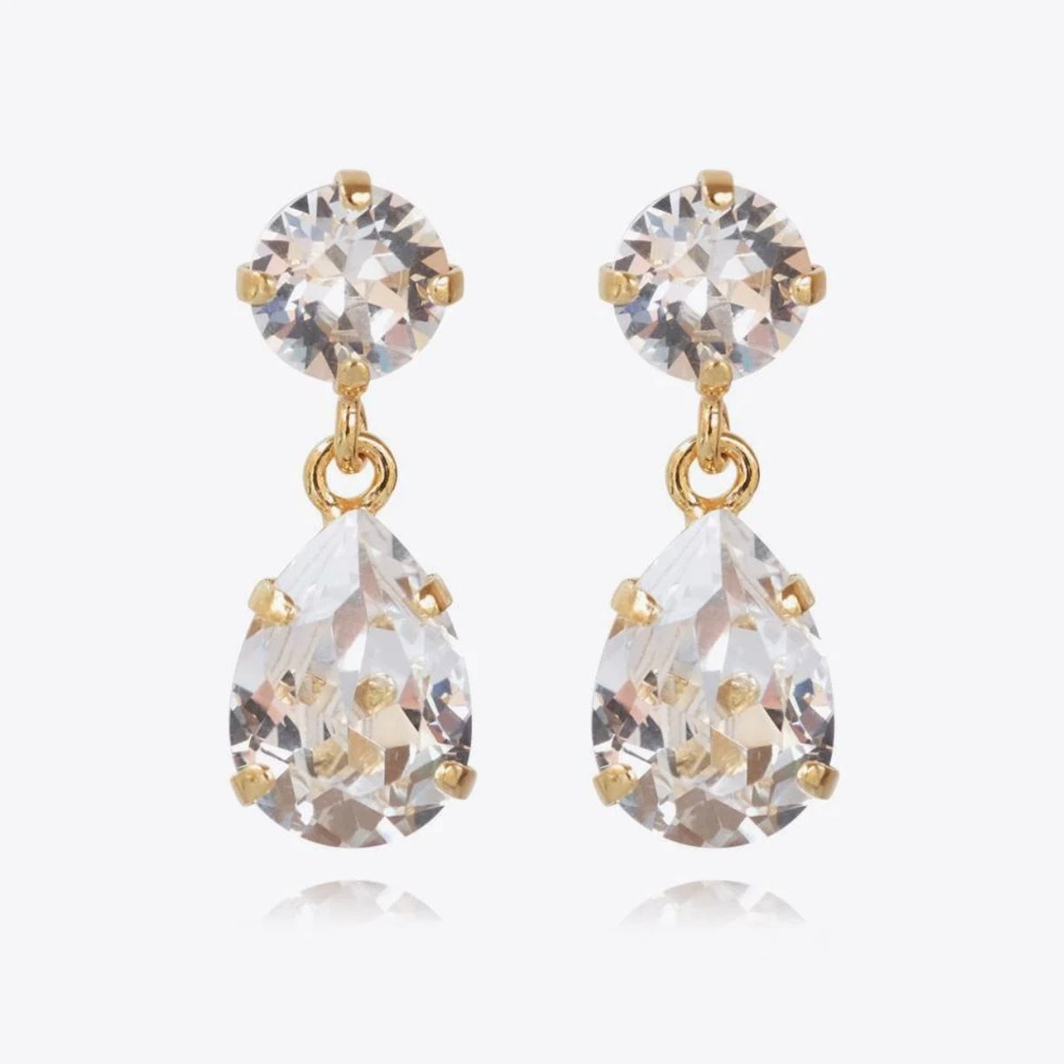 Mini Drop Earrings Gold Crystal