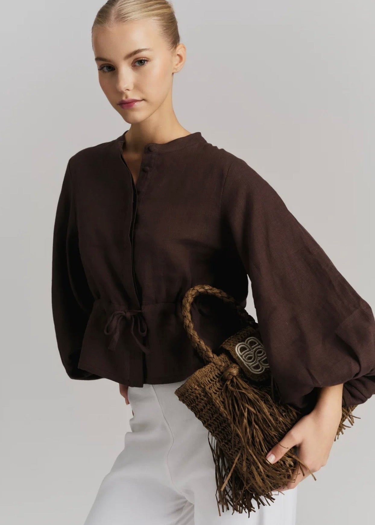 Camille Linen Shirt Dark Brown
