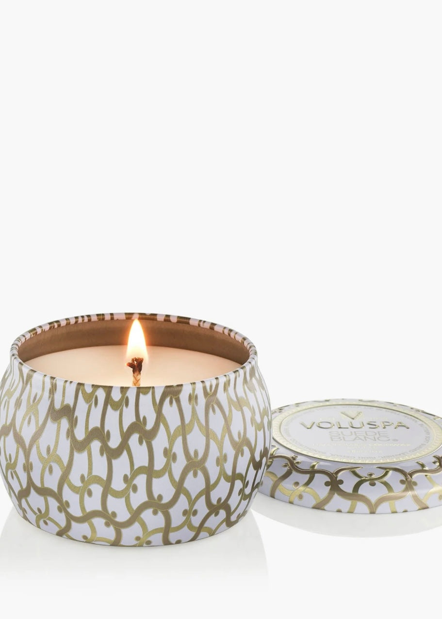 Mini Tin Suede Blanc