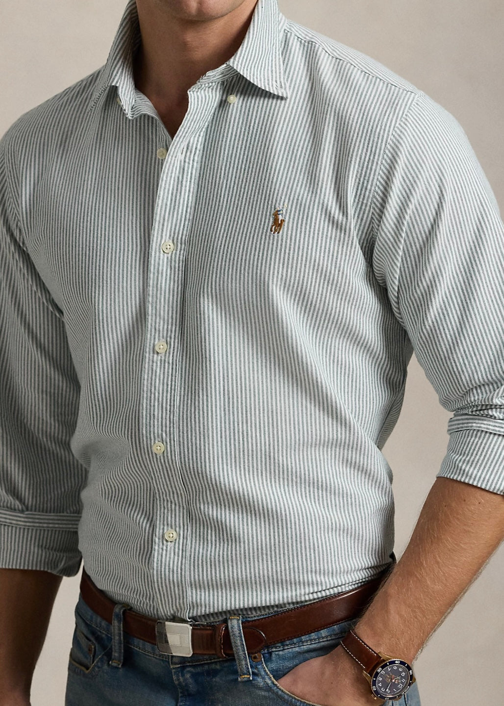 Polo Ralph Lauren Oxford shirt Slim Fit - Uni Pine/White