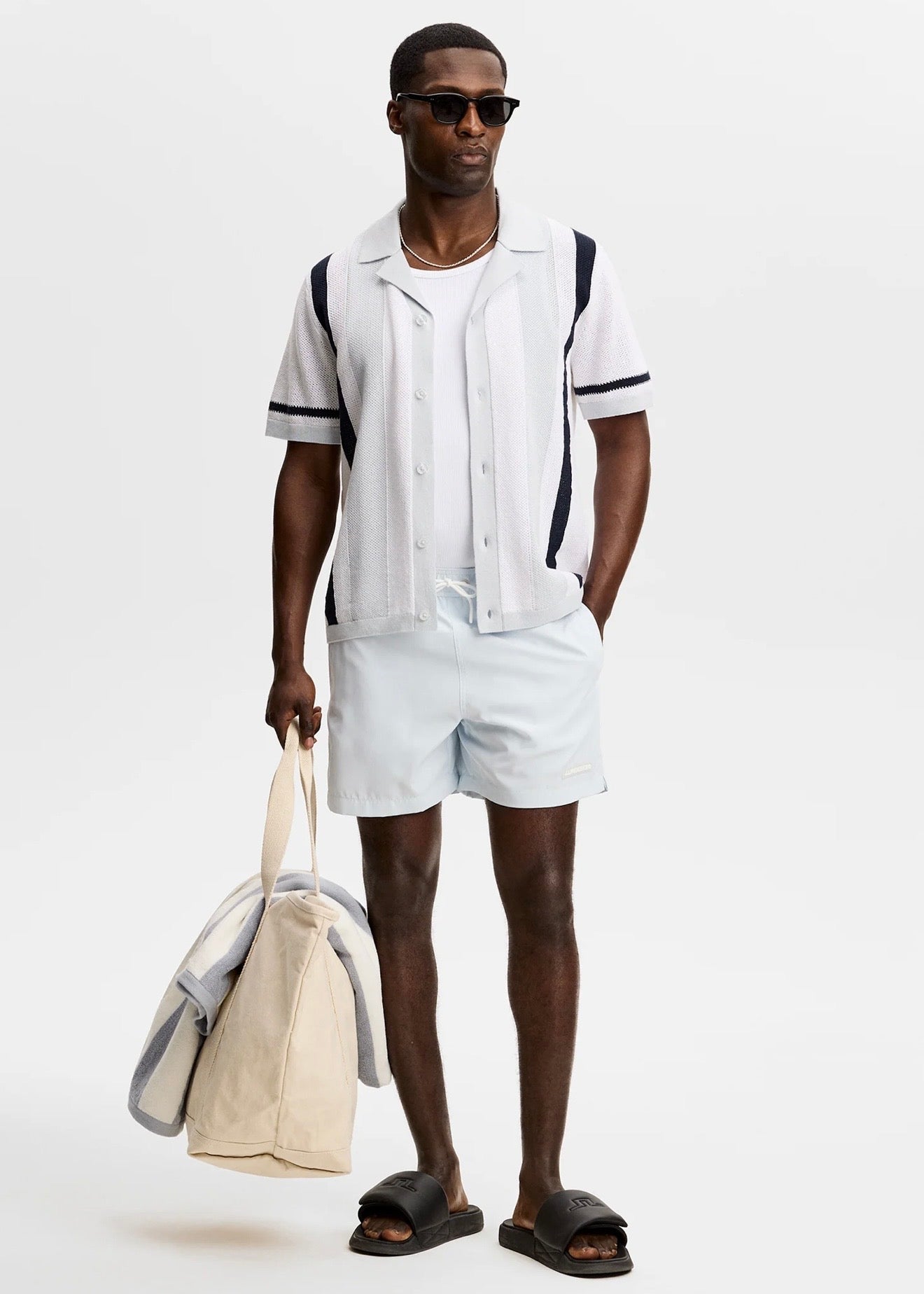Remus Resort Collar Knit Polo Skywriting