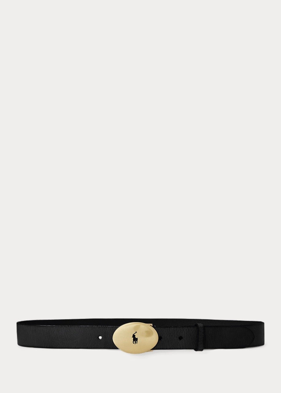 Polo ID Oval Buckle Vachetta Belt Black