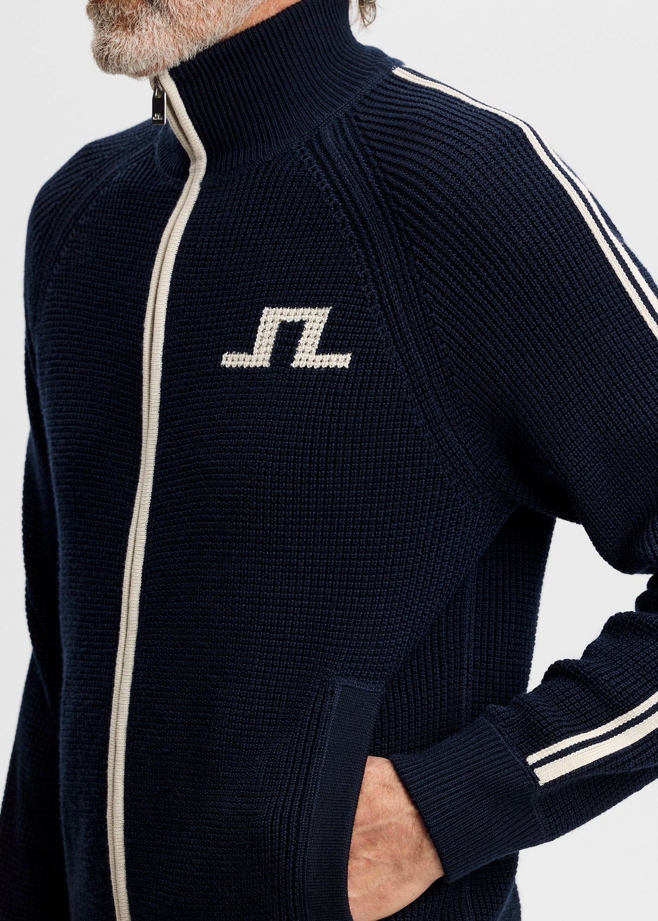 Craig Zip Knit Cardigan JL Navy