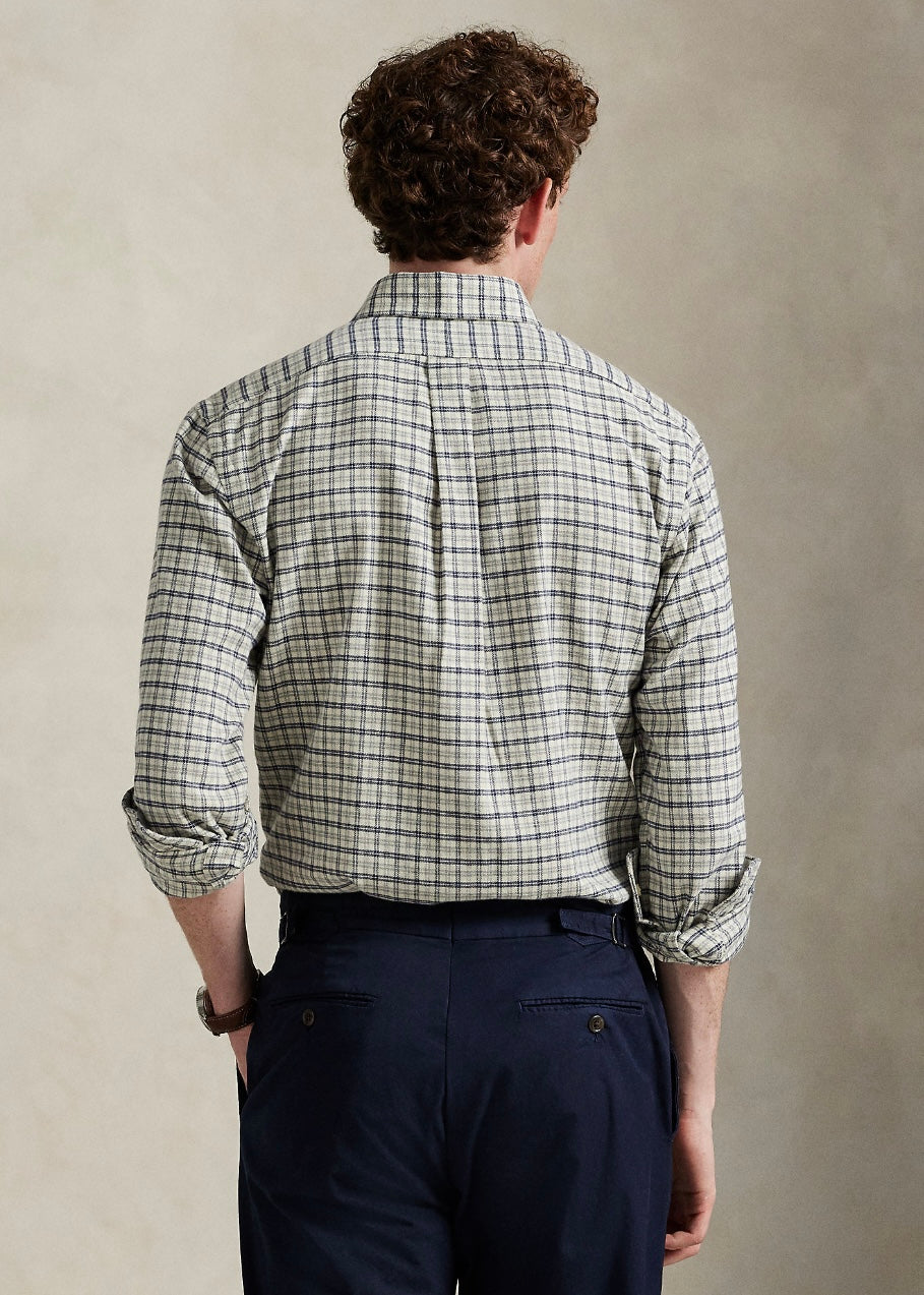 Custom Fit Plaid Twill shirt White Grey