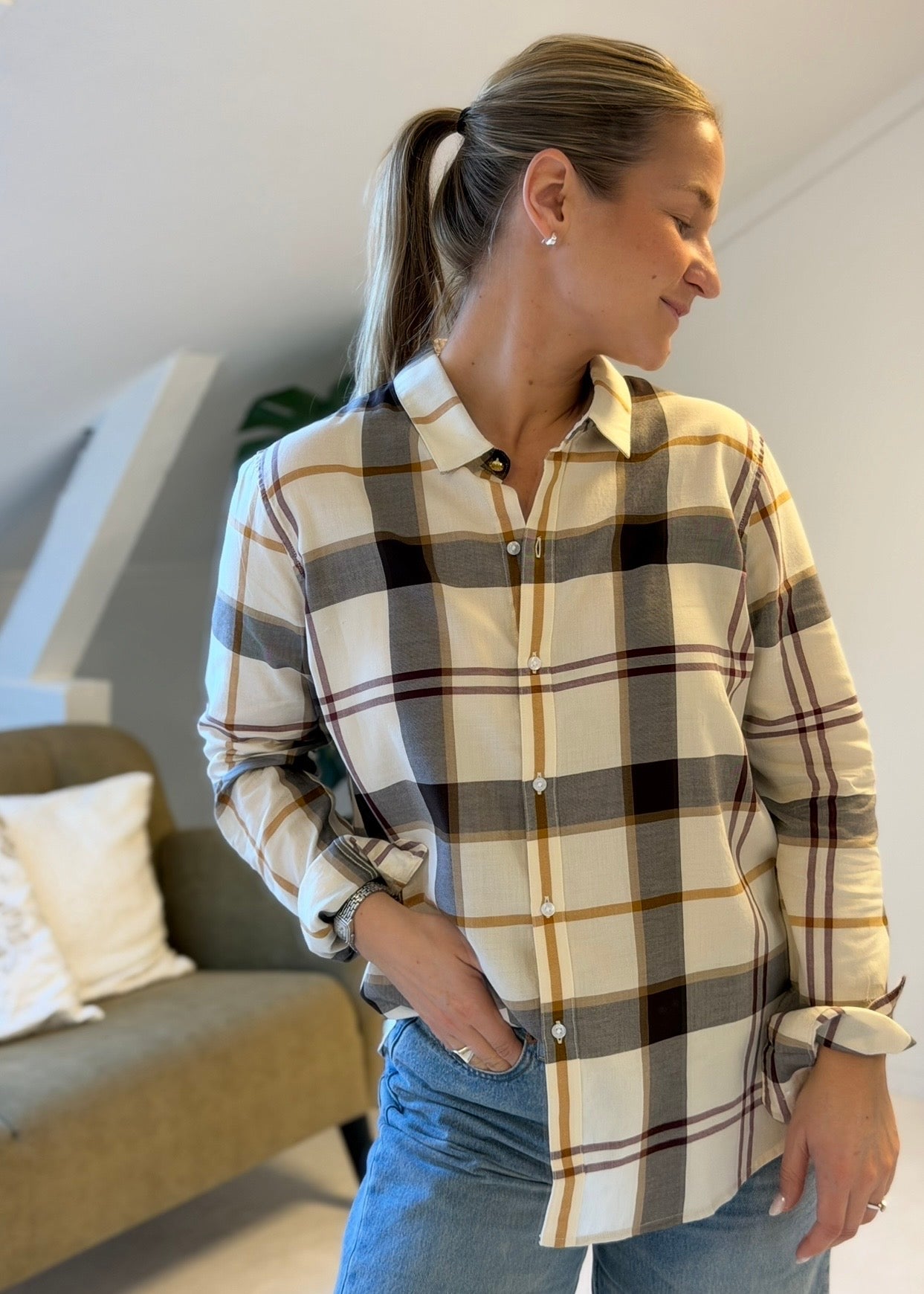 Moorland Shirt Ecru Muted Tartan