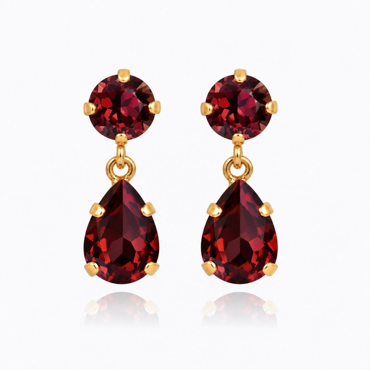 Mini Drop Earrings Gold Burgundy