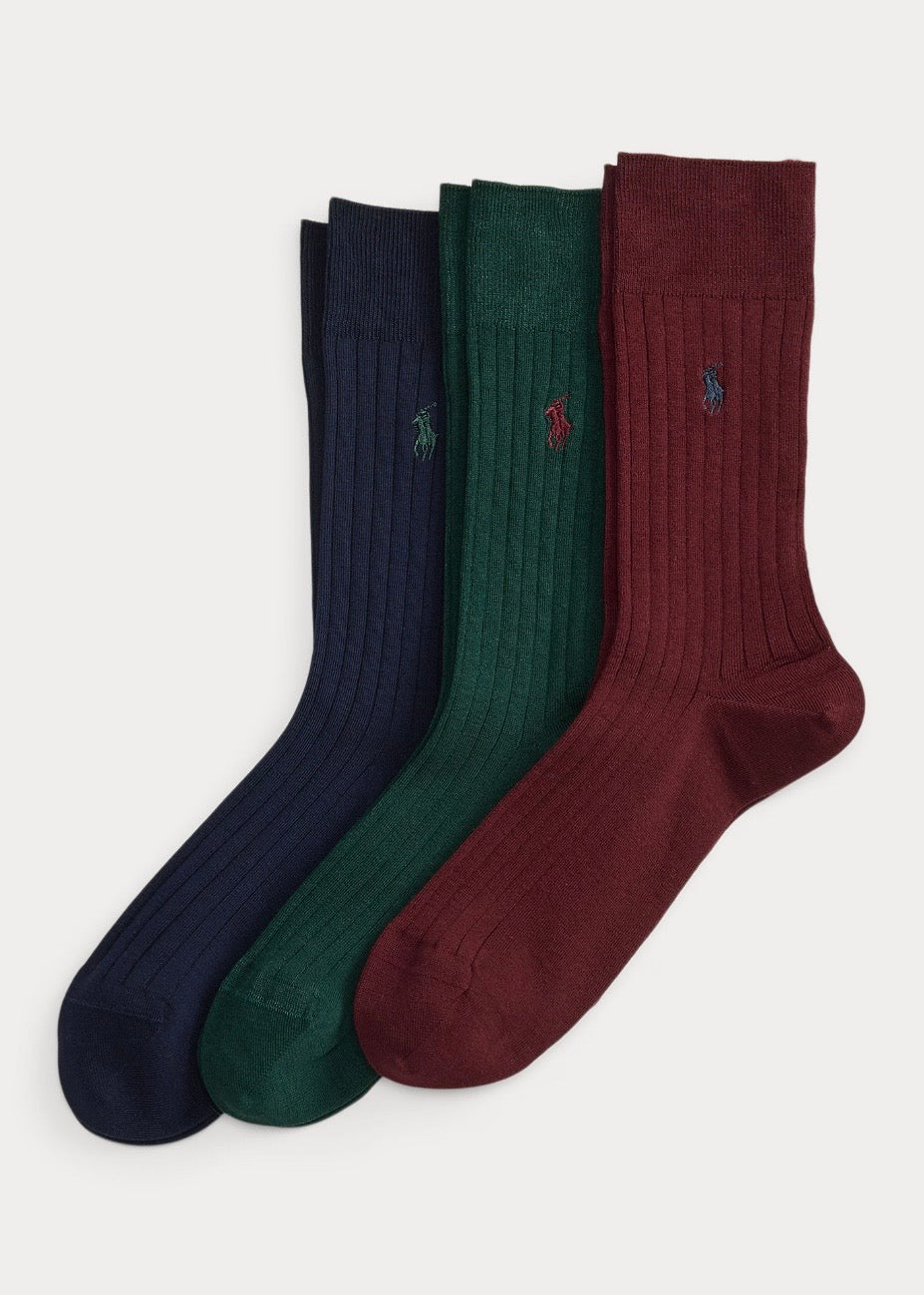 Ribbed Cotton Sock 3-Pack Wine Multi
