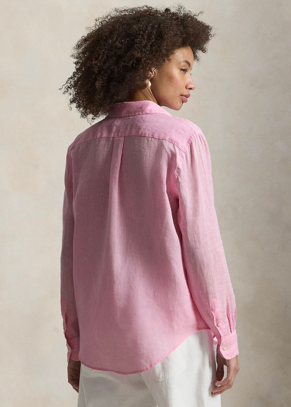 Classic Fit Linen Shirt Carmel Pink