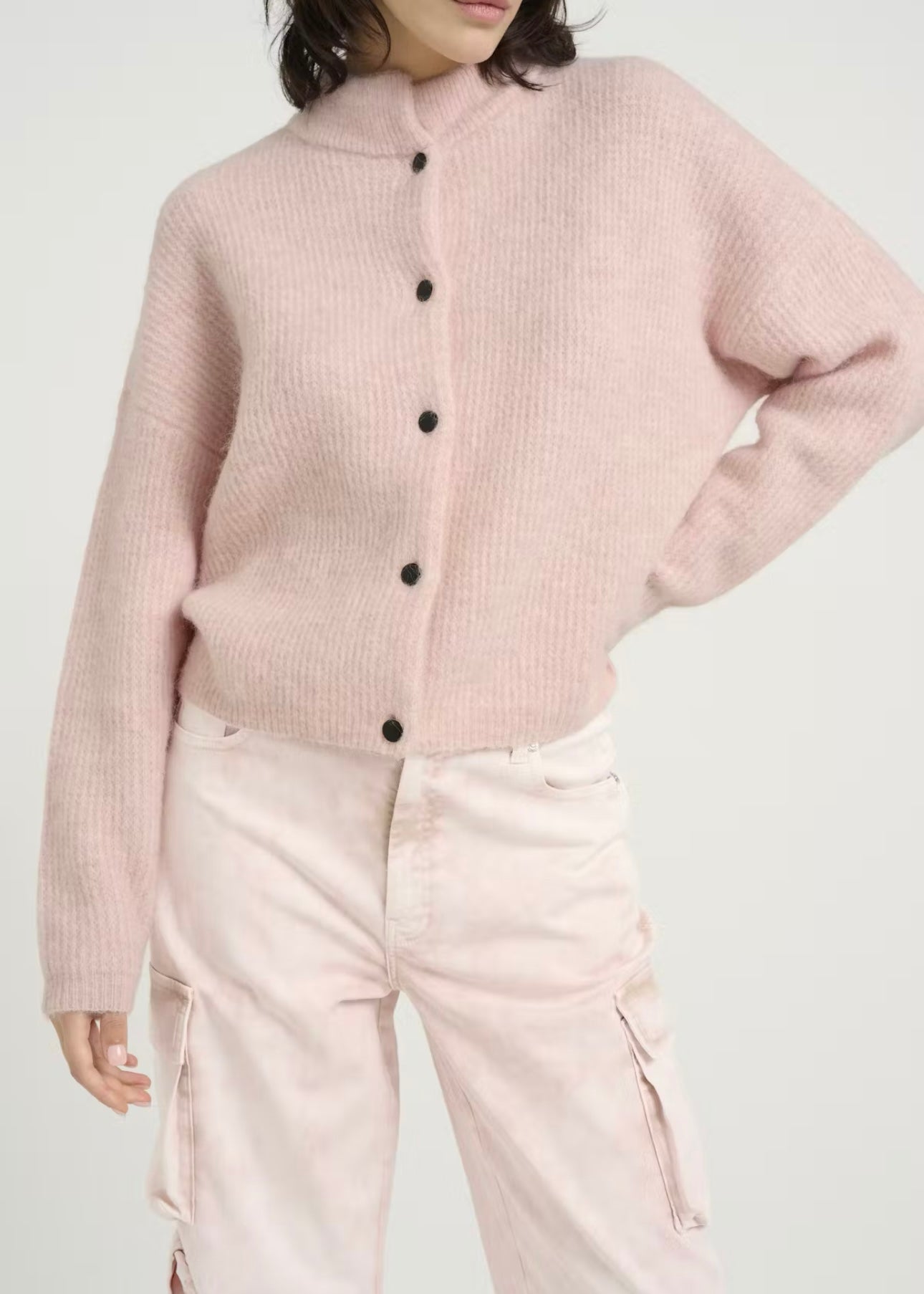 Gestuz Alpha Short cardigan - Rose Grey Melange