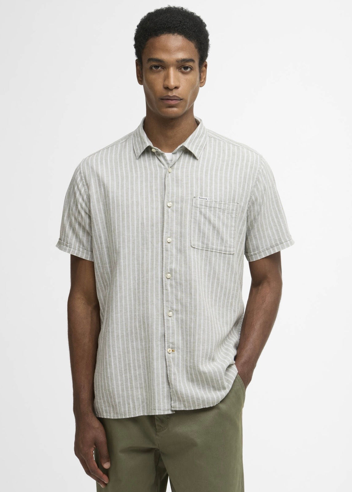 Nelson Striped Shirt Bleached Olive