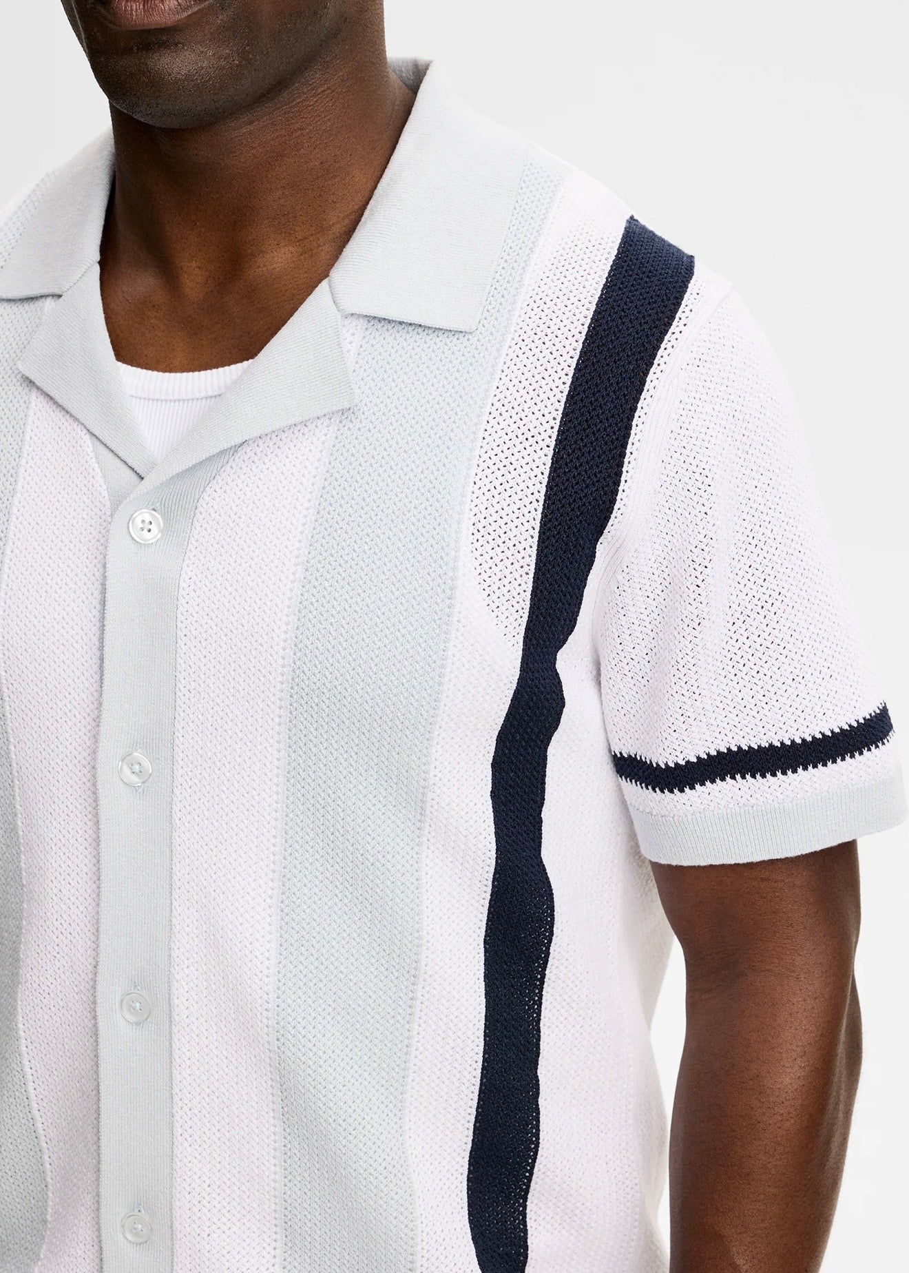 Remus Resort Collar Knit Polo Skywriting