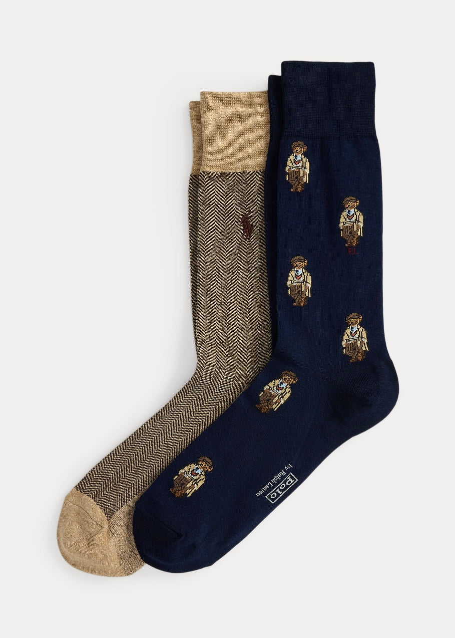 Polo Bear 2-pack socks Navy/Camel