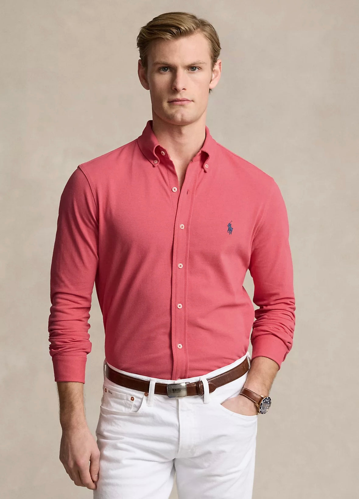 Ralph Lauren Featherweight Mesh shirt - Pale Red