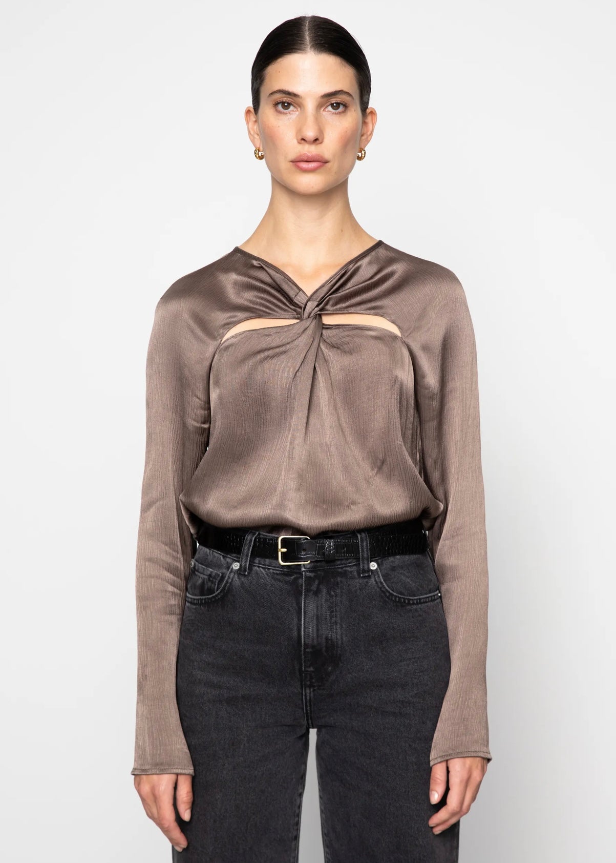 Camilla Pihl Rana blouse - Dark Taupe