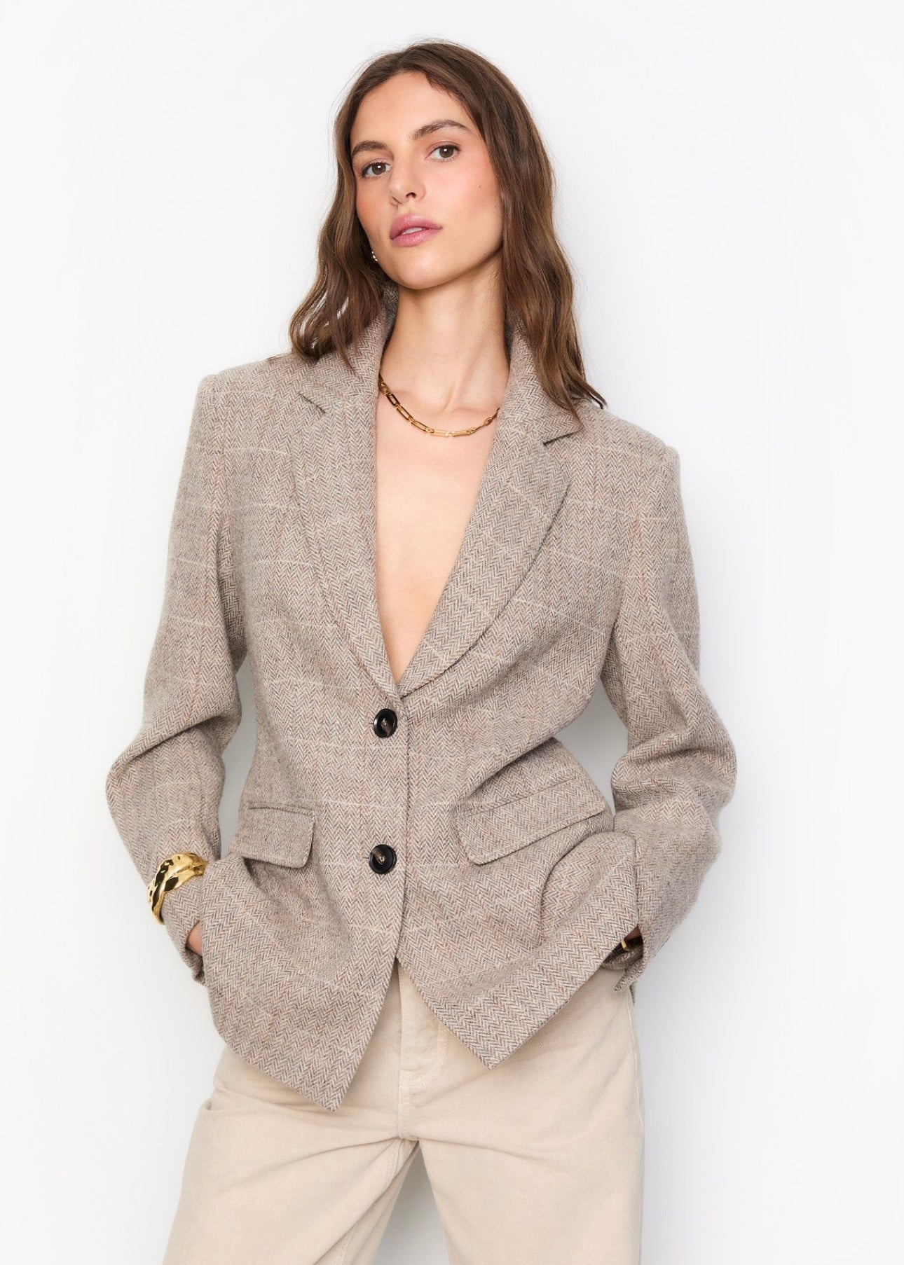 Brook Check blazer Taupe Herringbone