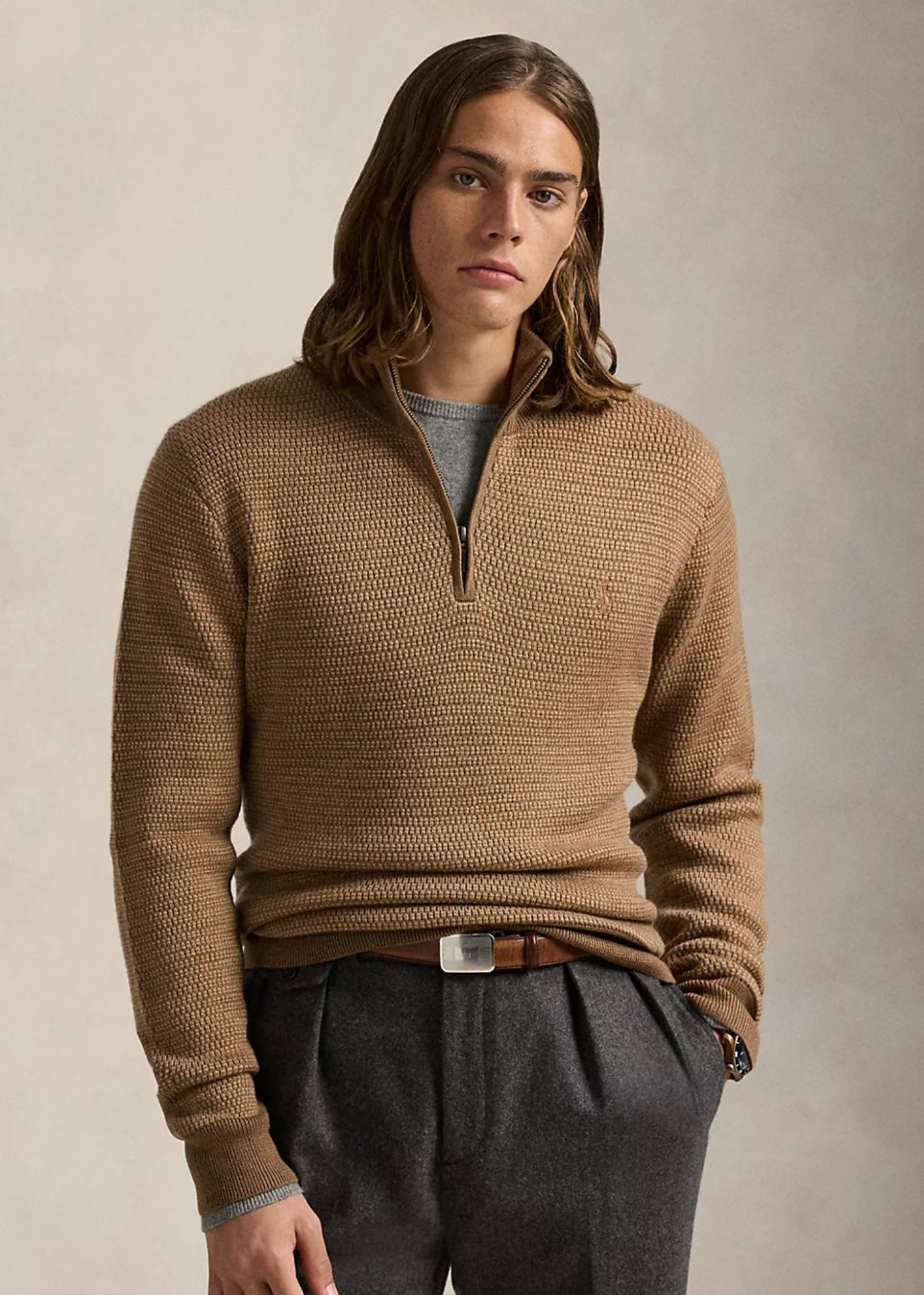 Polo Ralph Lauren Structur Wool zip - Camel Combo