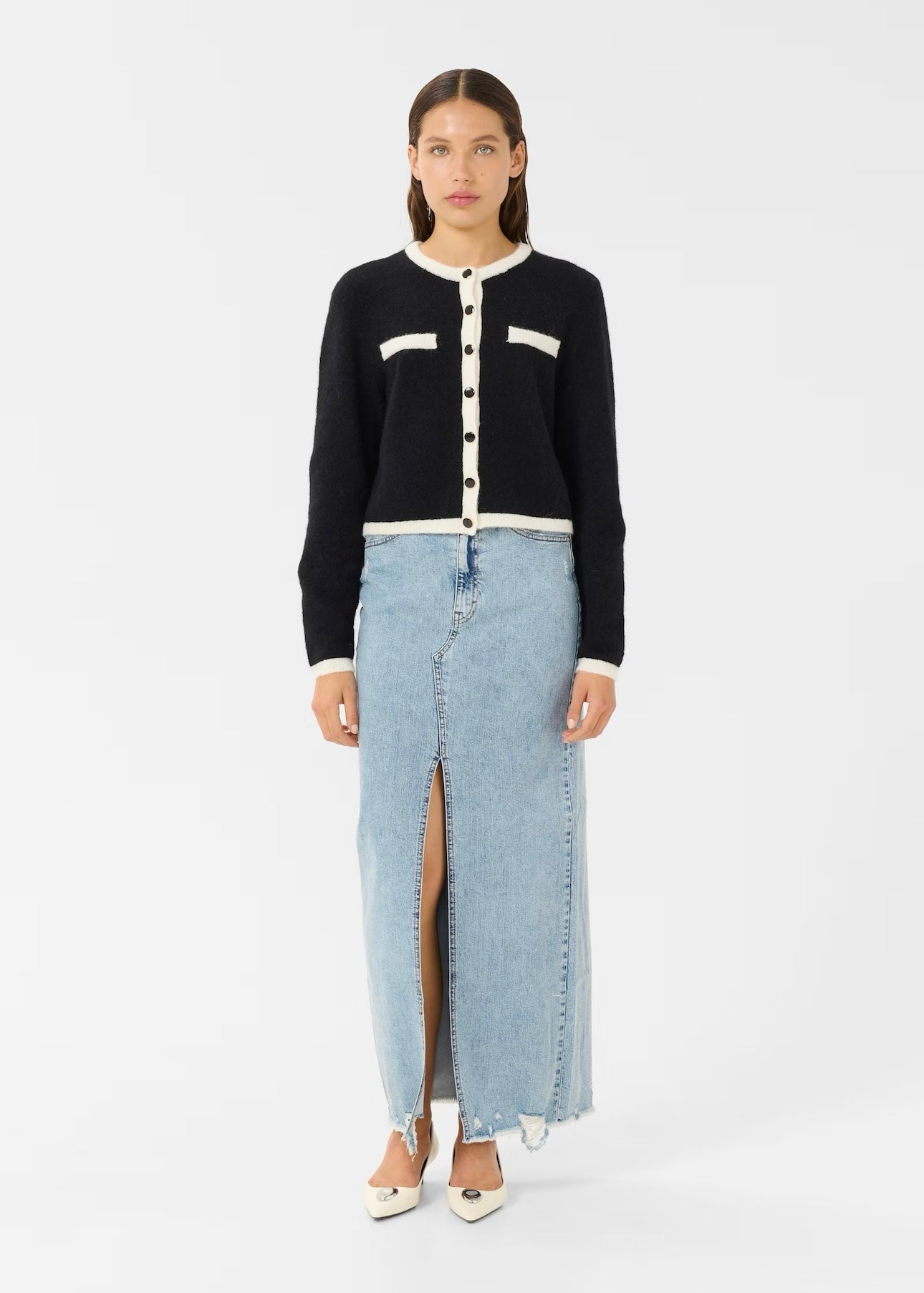 Gestuz Alpha Contrast cardigan - Black/Ivory