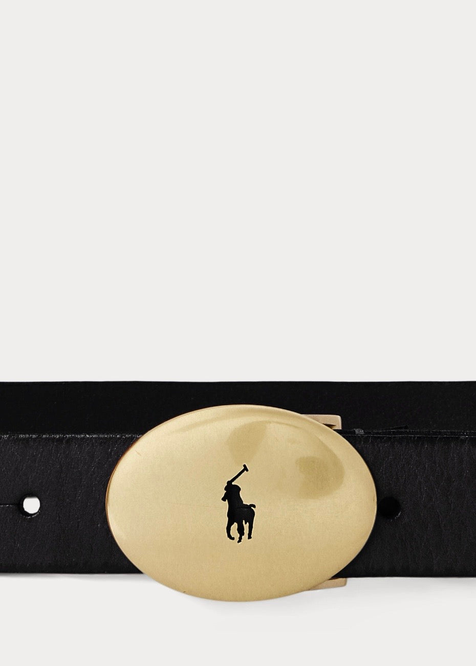 Polo ID Oval Buckle Vachetta Belt Black