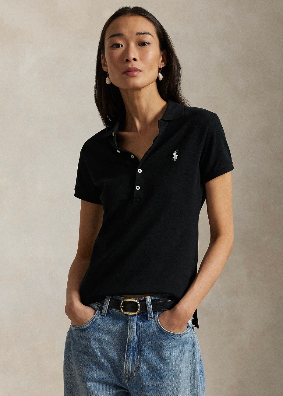 Slim Fit Stretch Polo Shirt Black